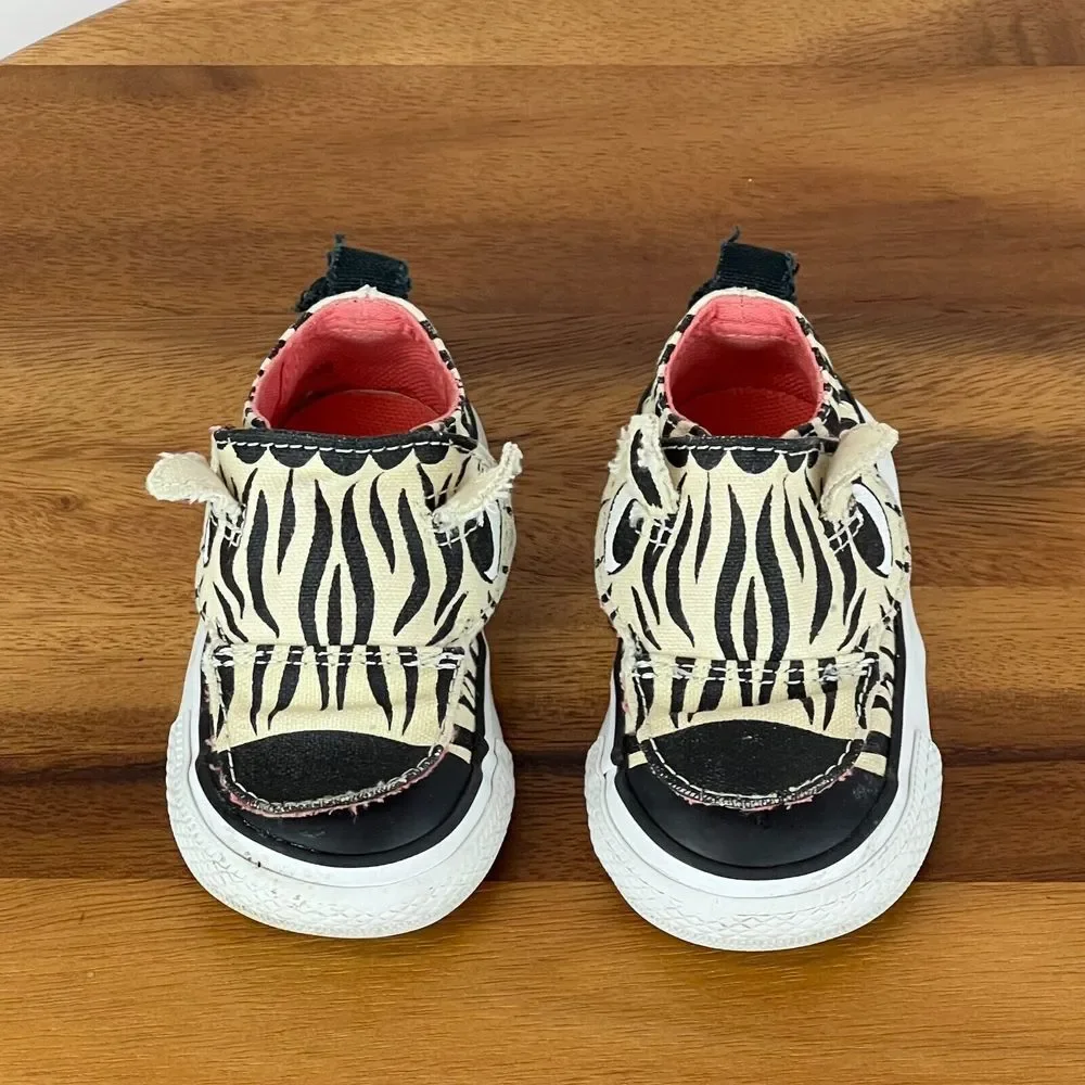 Little Kids Childrens Converse Zebra Tongue Animal Shoes Sneakers Size‎ 4 C GUC